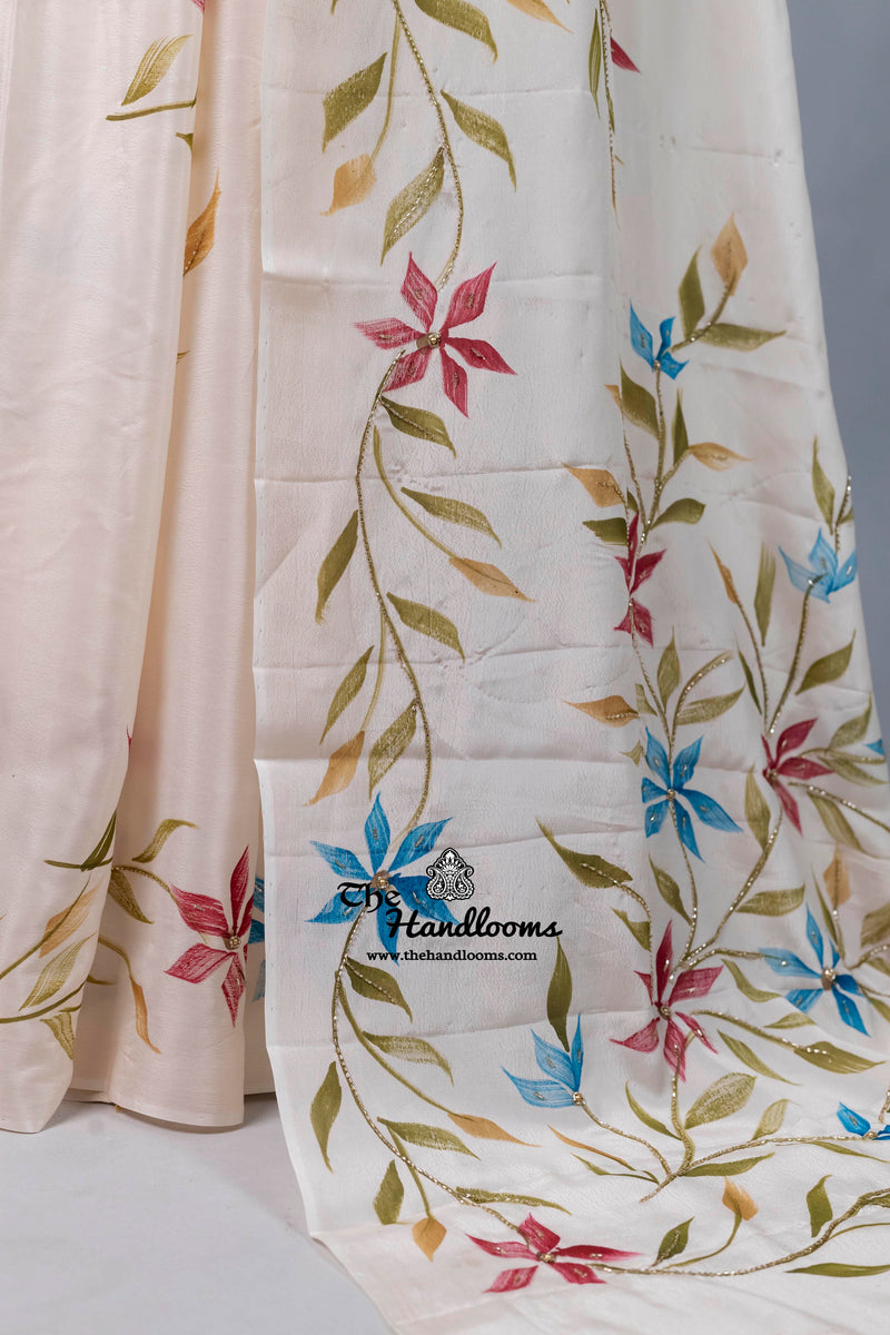 Pure Silk Handloom Banarasi Saree - Handwork Handbrush