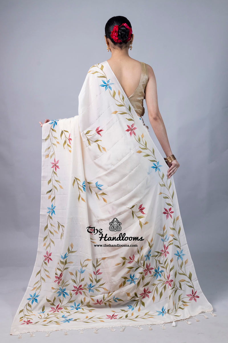 Pure Silk Handloom Banarasi Saree - Handwork Handbrush