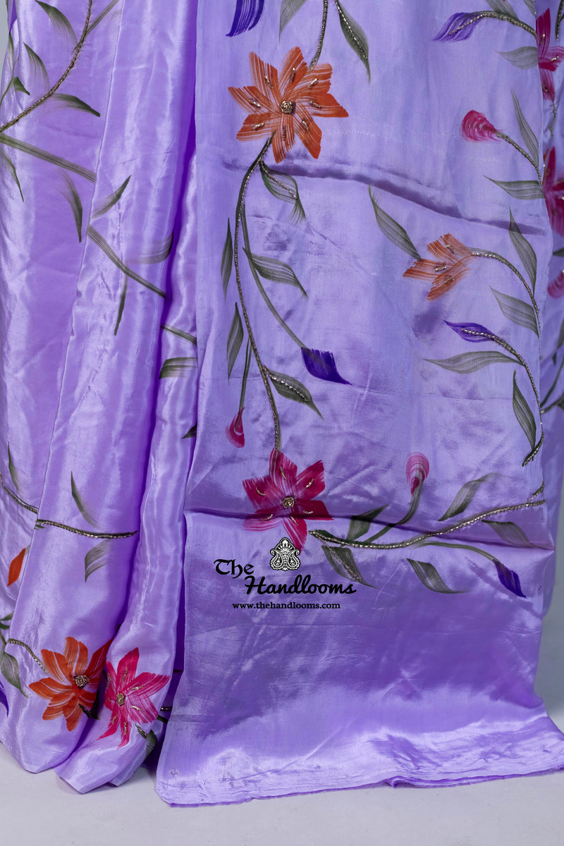 Pure Silk Handloom Banarasi Saree - Handwork Handbrush