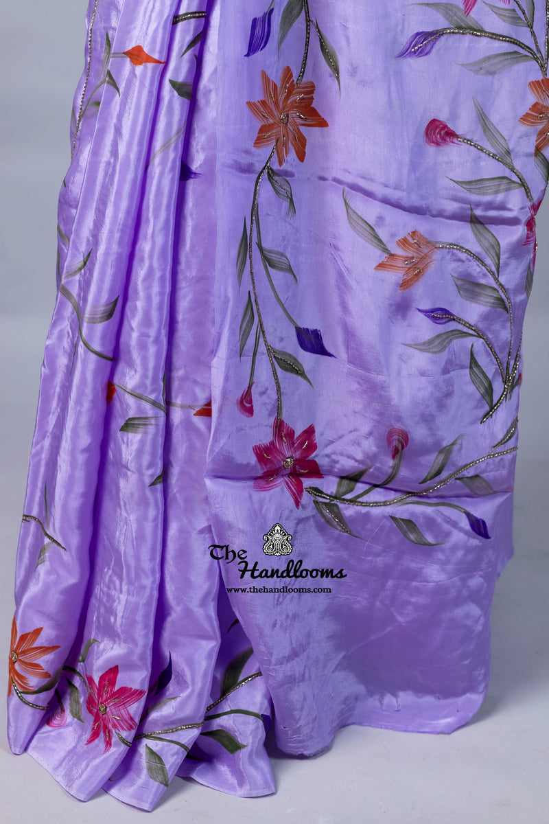 Pure Silk Handloom Banarasi Saree - Handwork Handbrush