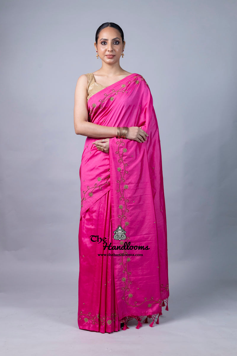 Pure katan Silk Handloom Banarasi Saree With Handwork