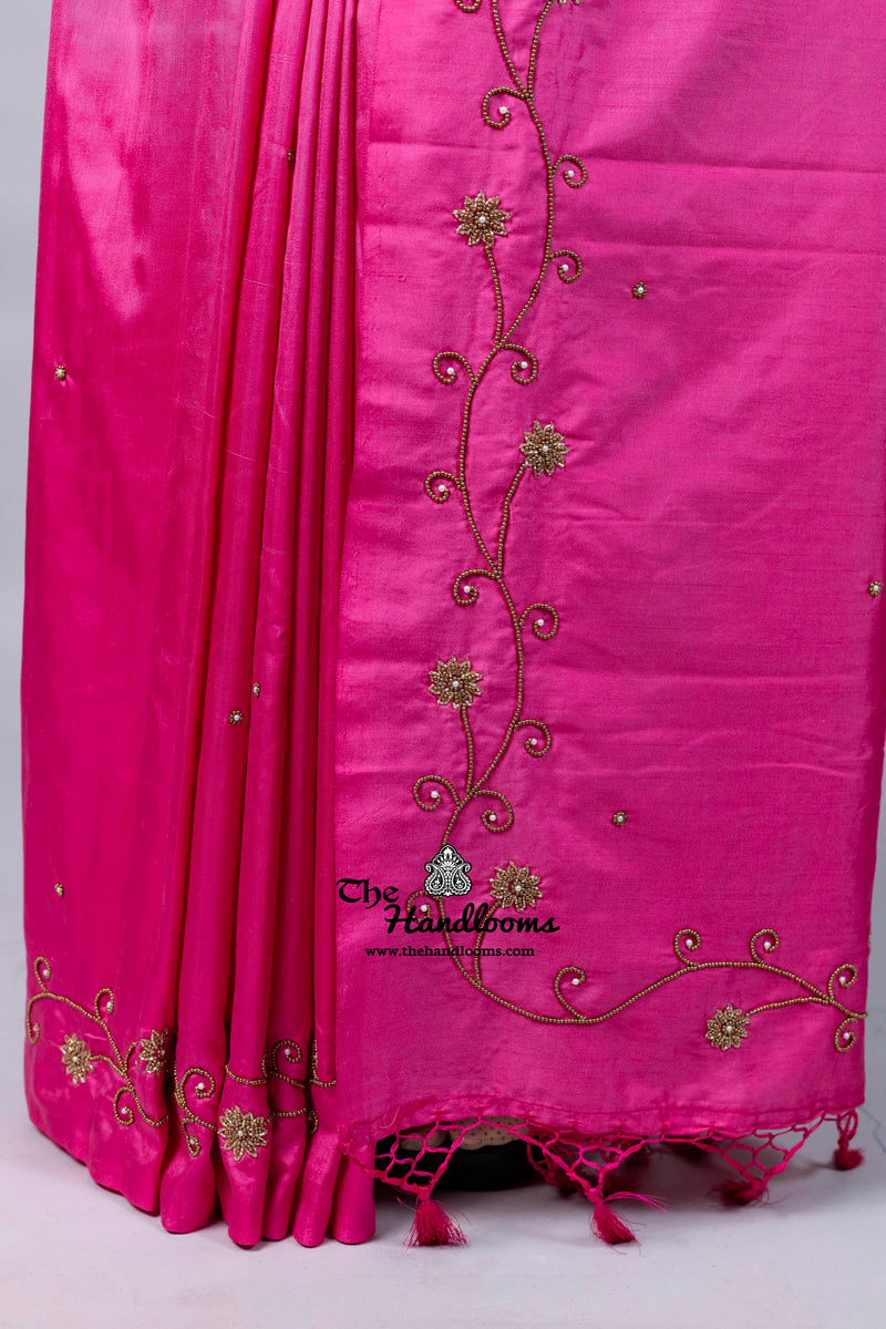 Pure katan Silk Handloom Banarasi Saree With Handwork