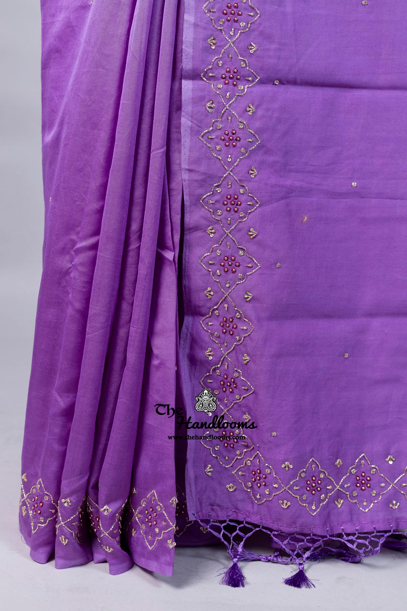 Pure Moonga Silk Handloom Banarasi Saree With Handwork