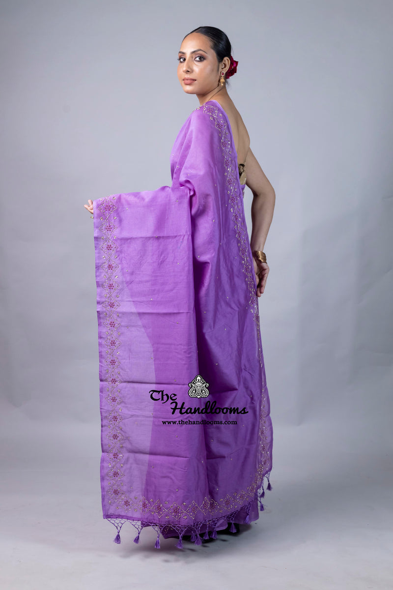 Pure Moonga Silk Handloom Banarasi Saree With Handwork