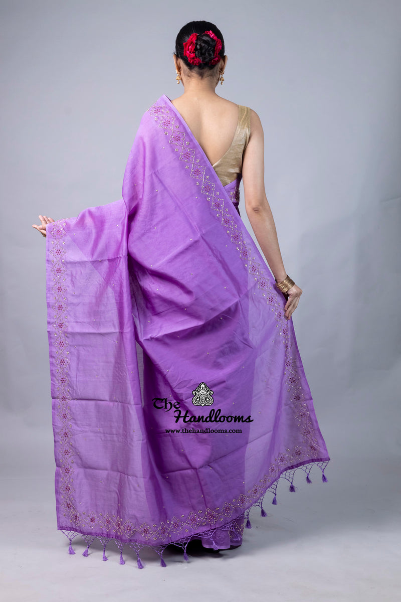 Pure Moonga Silk Handloom Banarasi Saree With Handwork