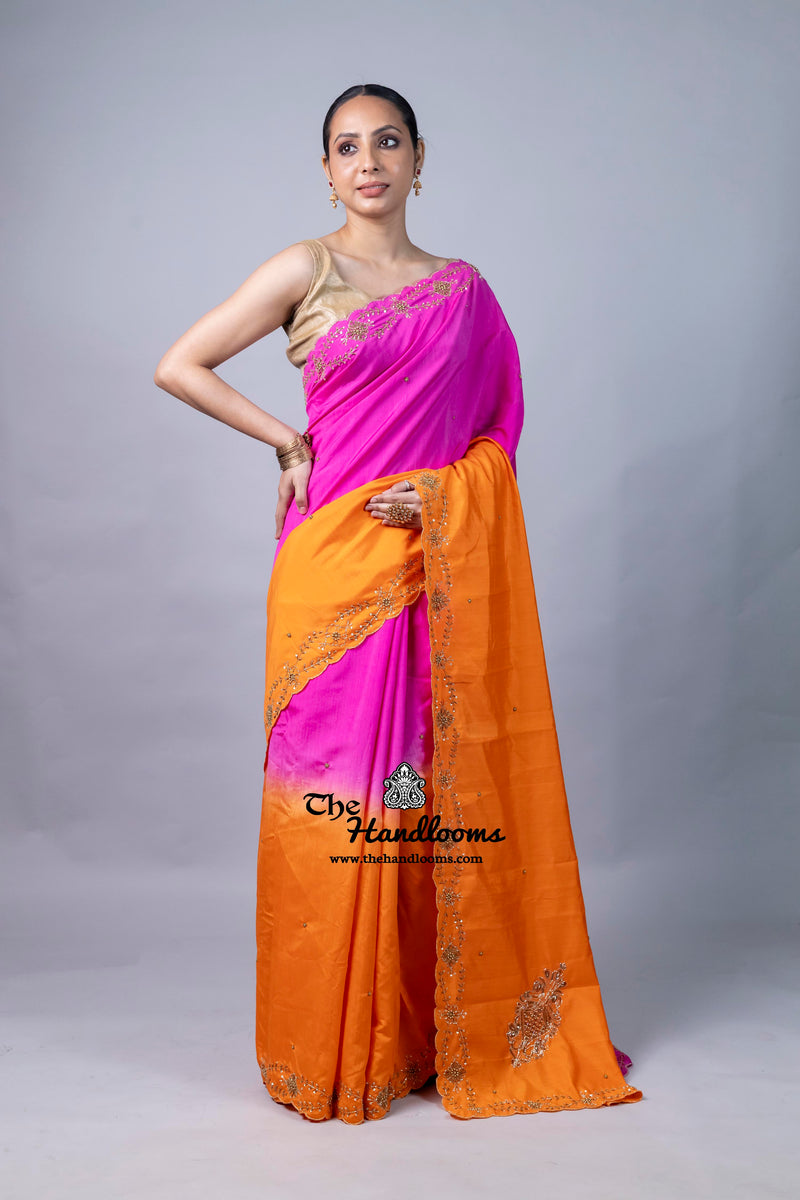 Pure Moonga Silk Handloom Banarasi Saree With Handwork