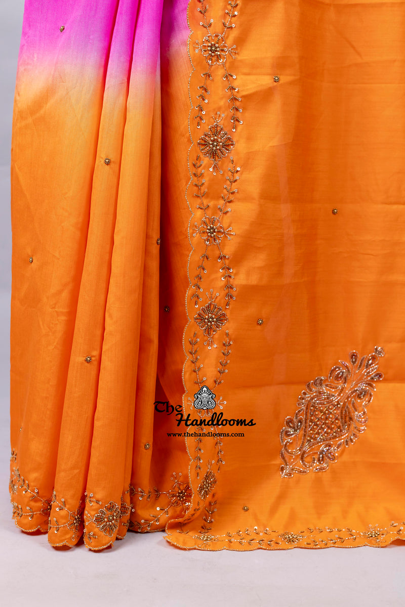 Pure Moonga Silk Handloom Banarasi Saree With Handwork