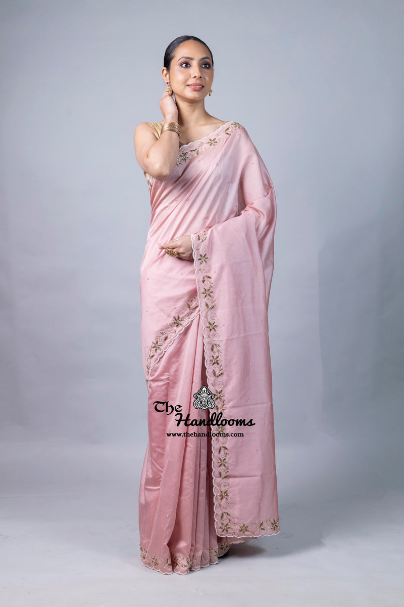Pure Moonga Silk Handloom Banarasi Saree With Handwork