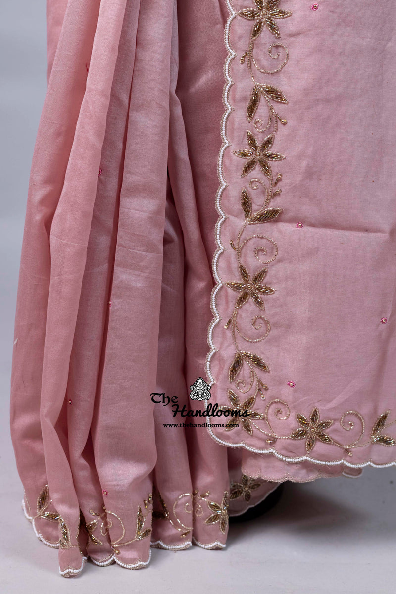 Pure Moonga Silk Handloom Banarasi Saree With Handwork