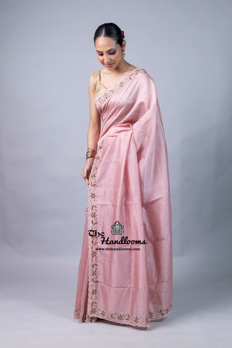 Pure Moonga Silk Handloom Banarasi Saree With Handwork
