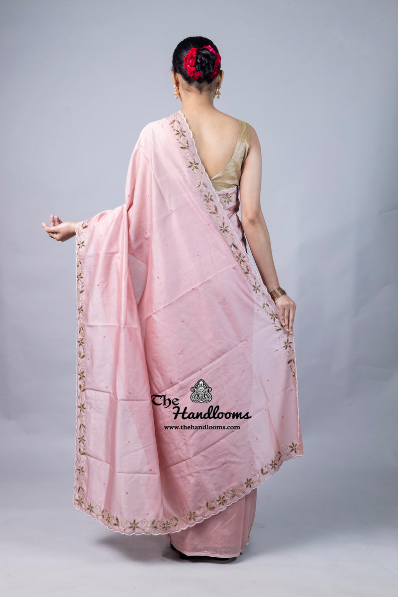 Pure Moonga Silk Handloom Banarasi Saree With Handwork