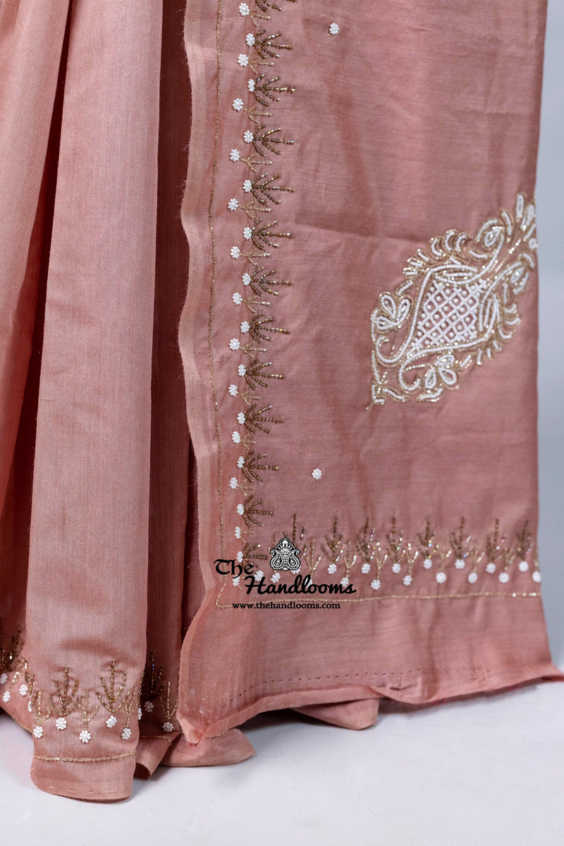 Pure Moonga Silk Handloom Banarasi Saree With Handwork