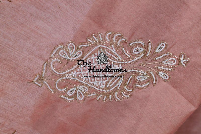 Pure Moonga Silk Handloom Banarasi Saree With Handwork