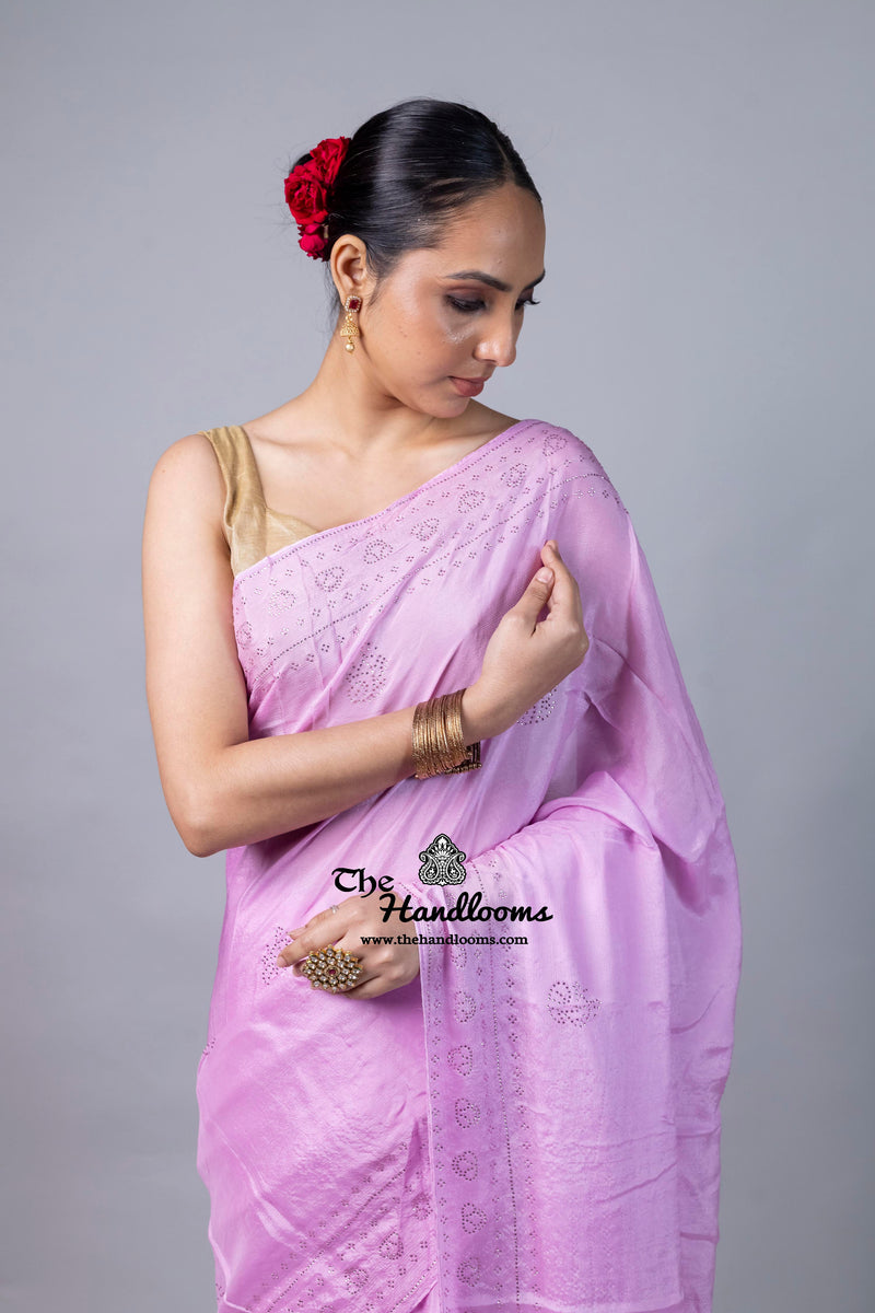 Pure Georgette Handloom Banarasi Saree with Siroski Stone Work