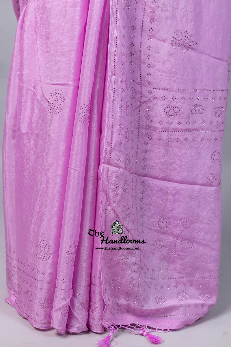 Pure Georgette Handloom Banarasi Saree with Siroski Stone Work