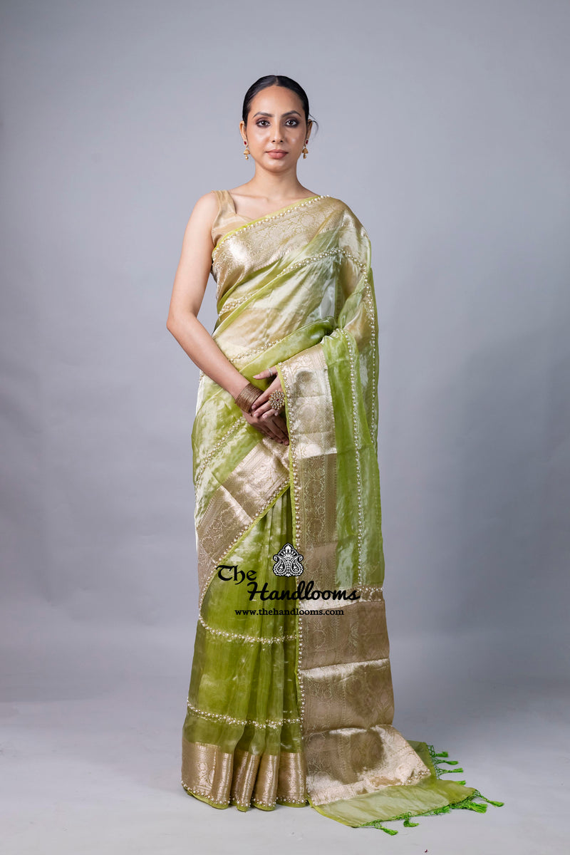Pure Kora Tissue Handloom Banarasi Saree - Handwork