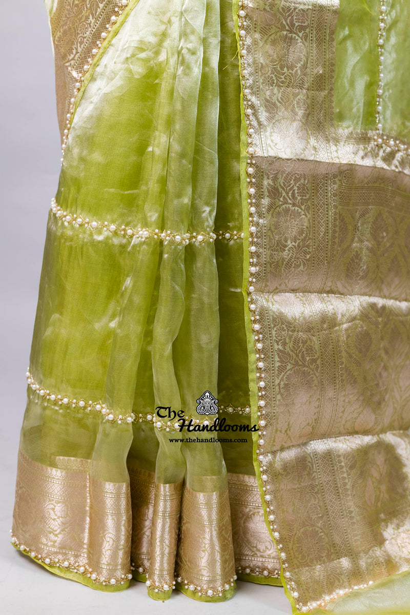 Pure Kora Tissue Handloom Banarasi Saree - Handwork