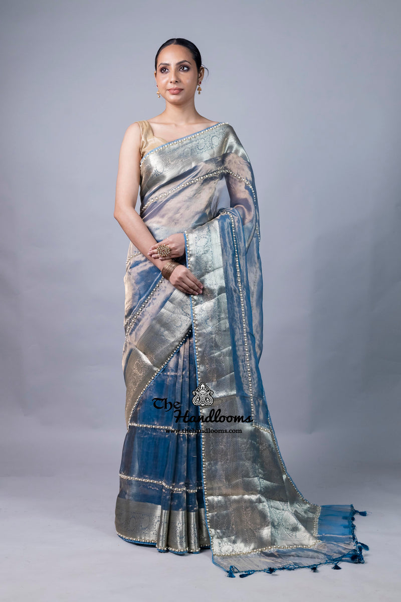 Pure Kora Tissue Handloom Banarasi Saree - Handwork