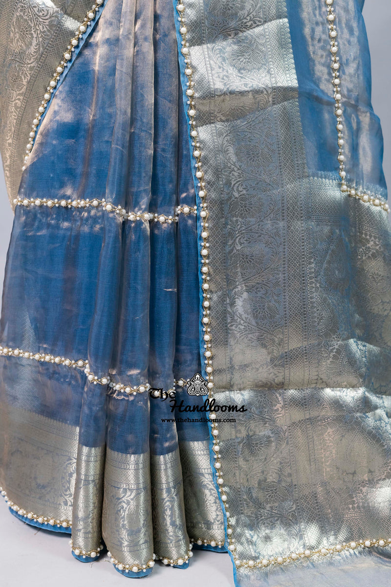 Pure Kora Tissue Handloom Banarasi Saree - Handwork