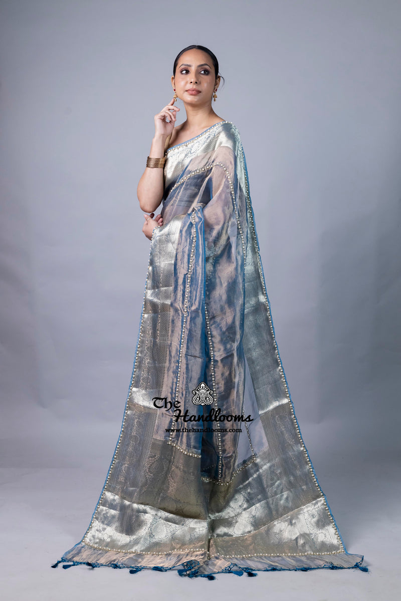 Pure Kora Tissue Handloom Banarasi Saree - Handwork