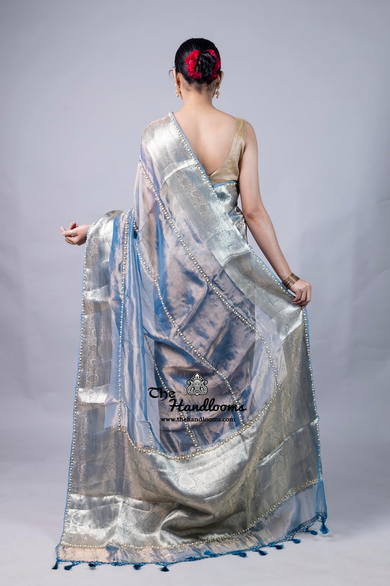 Pure Kora Tissue Handloom Banarasi Saree - Handwork
