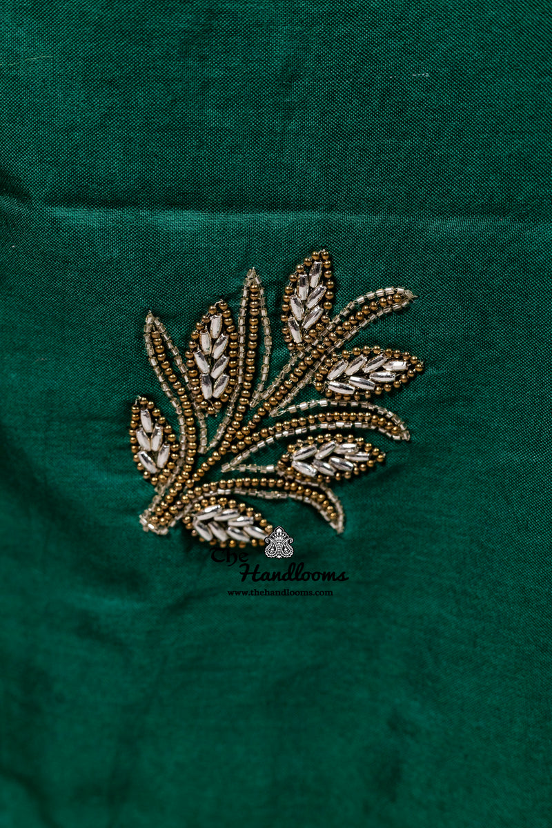 Pure Moonga Silk Handloom Banarasi Saree With Handwork