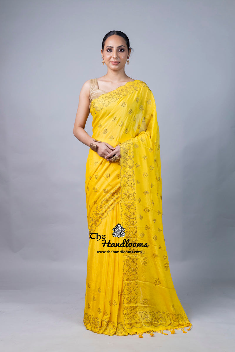 Pure Georgette Handloom Banarasi Saree with Siroski Stone Work