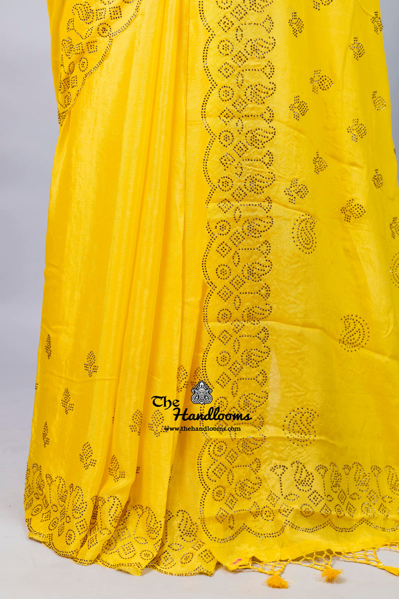 Pure Georgette Handloom Banarasi Saree with Siroski Stone Work