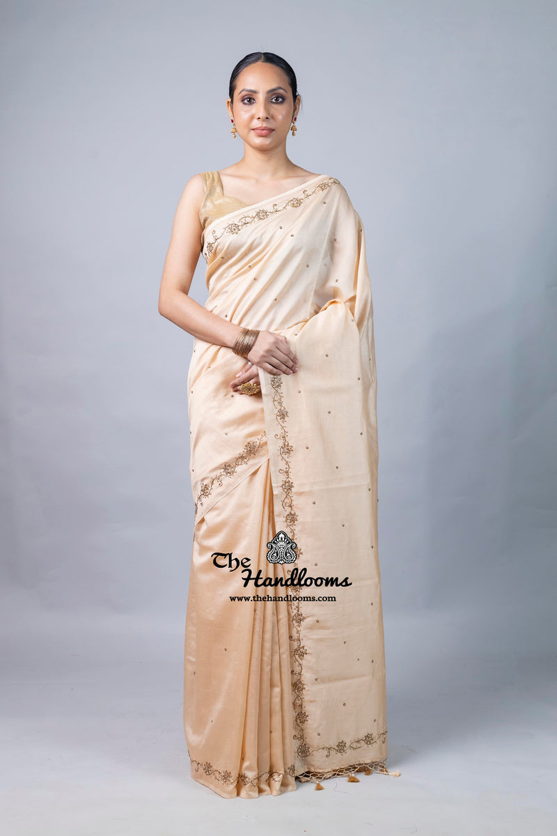 Pure Chanderi Cotton Handloom Banarasi Saree - Handwork