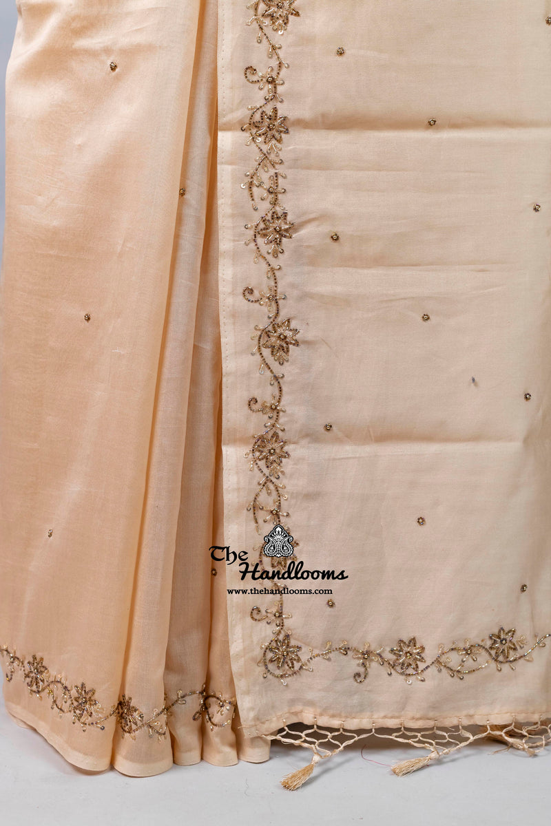 Pure Chanderi Cotton Handloom Banarasi Saree - Handwork