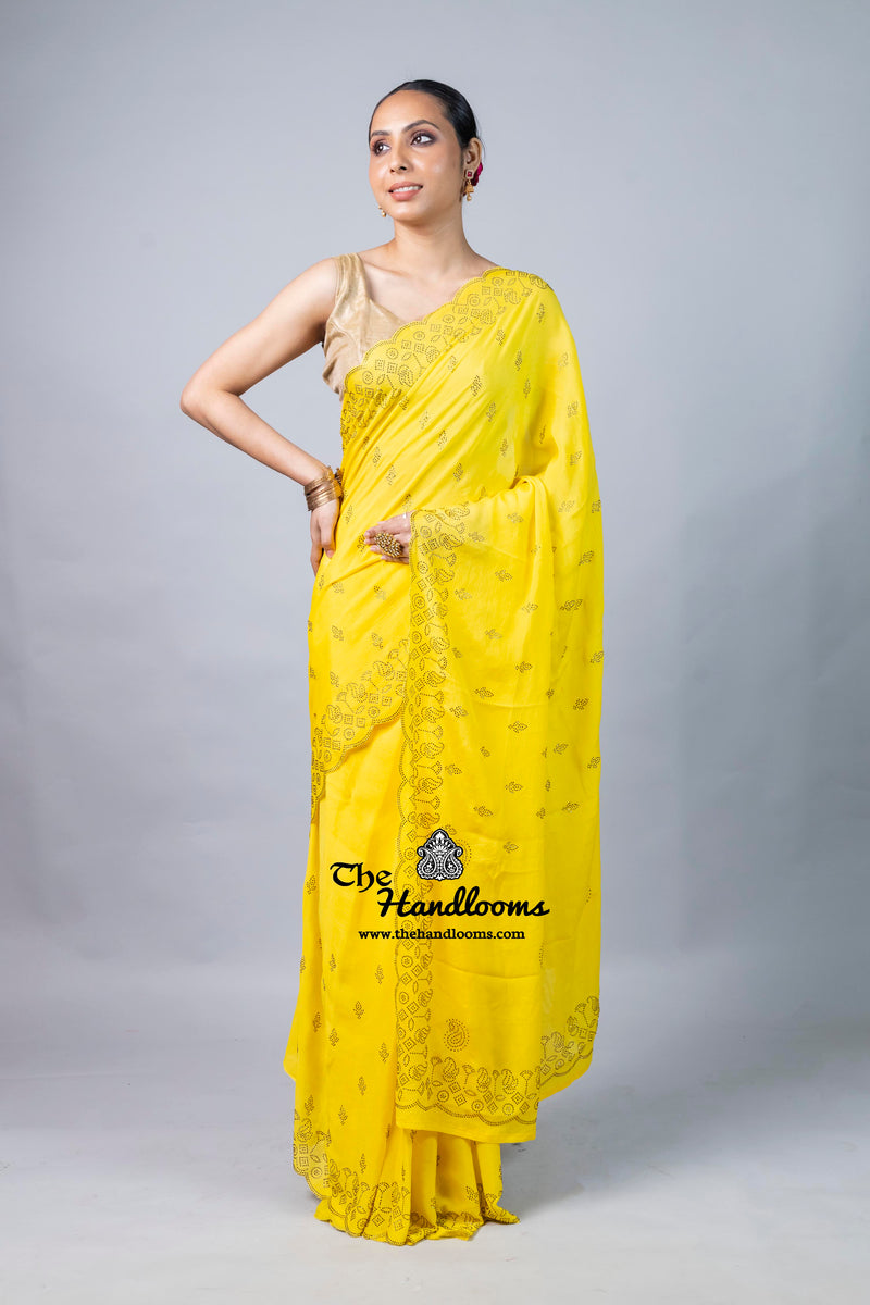 Pure Georgette Handloom Banarasi Saree with Siroski Stone Work