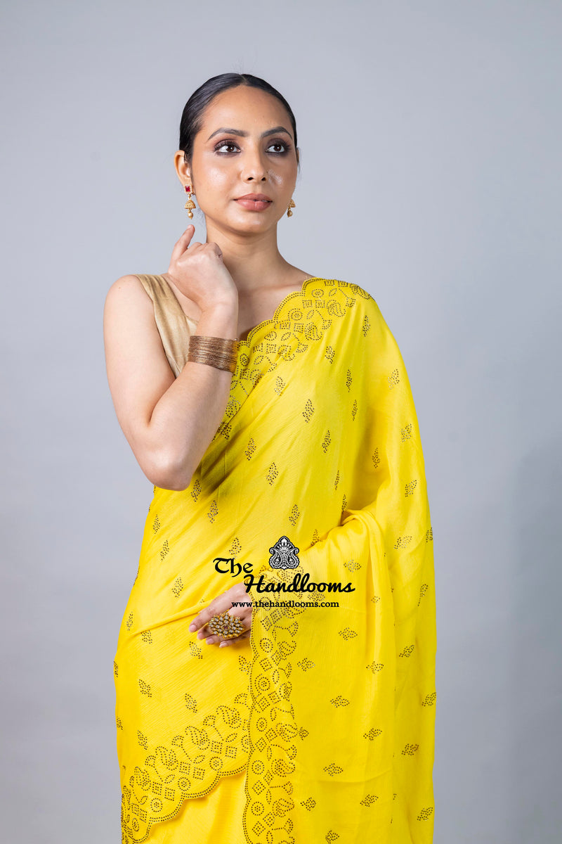 Pure Georgette Handloom Banarasi Saree with Siroski Stone Work