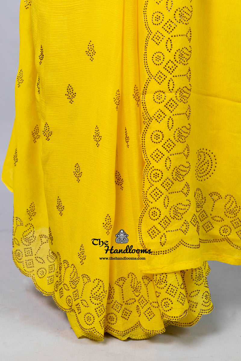 Pure Georgette Handloom Banarasi Saree with Siroski Stone Work