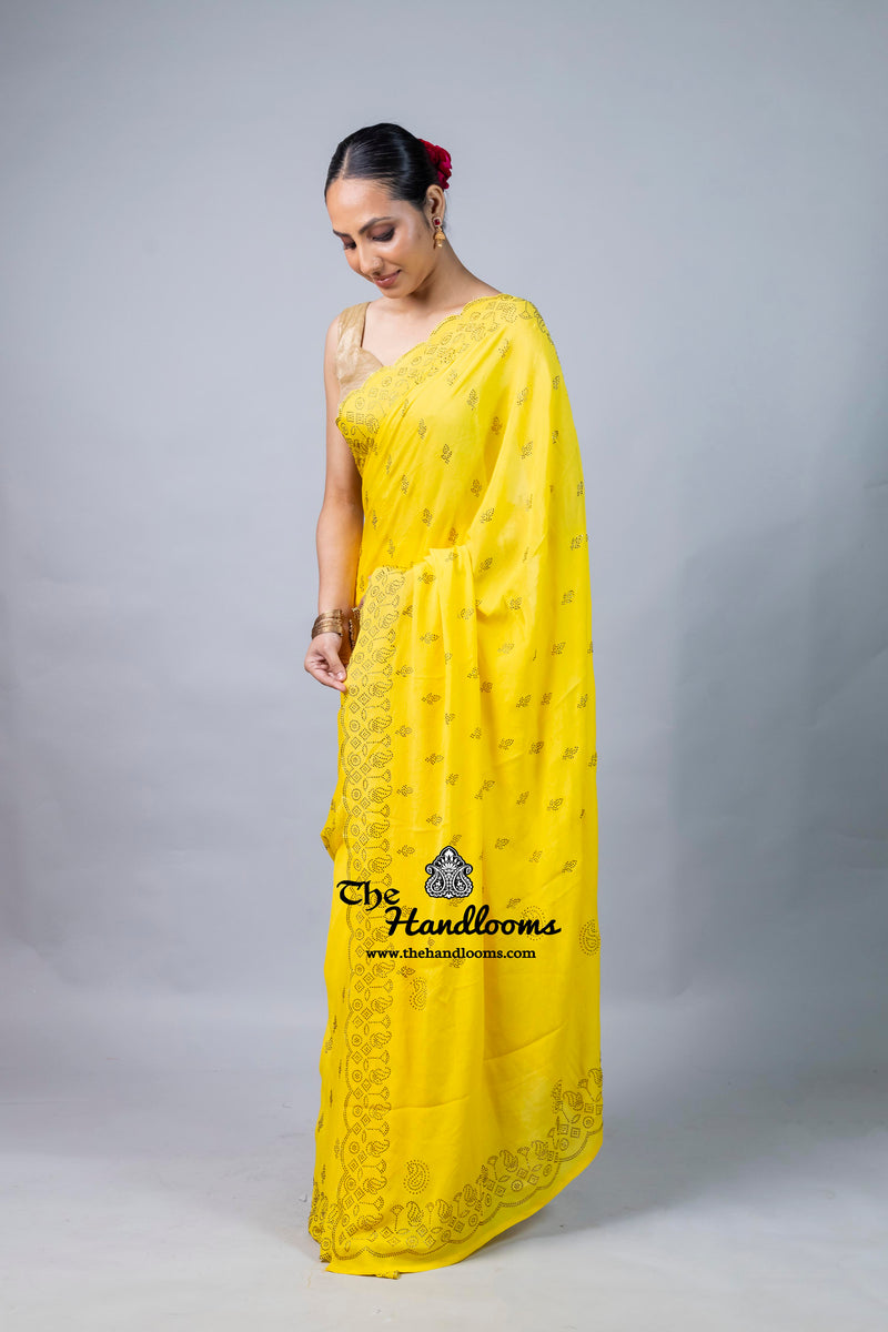 Pure Georgette Handloom Banarasi Saree with Siroski Stone Work