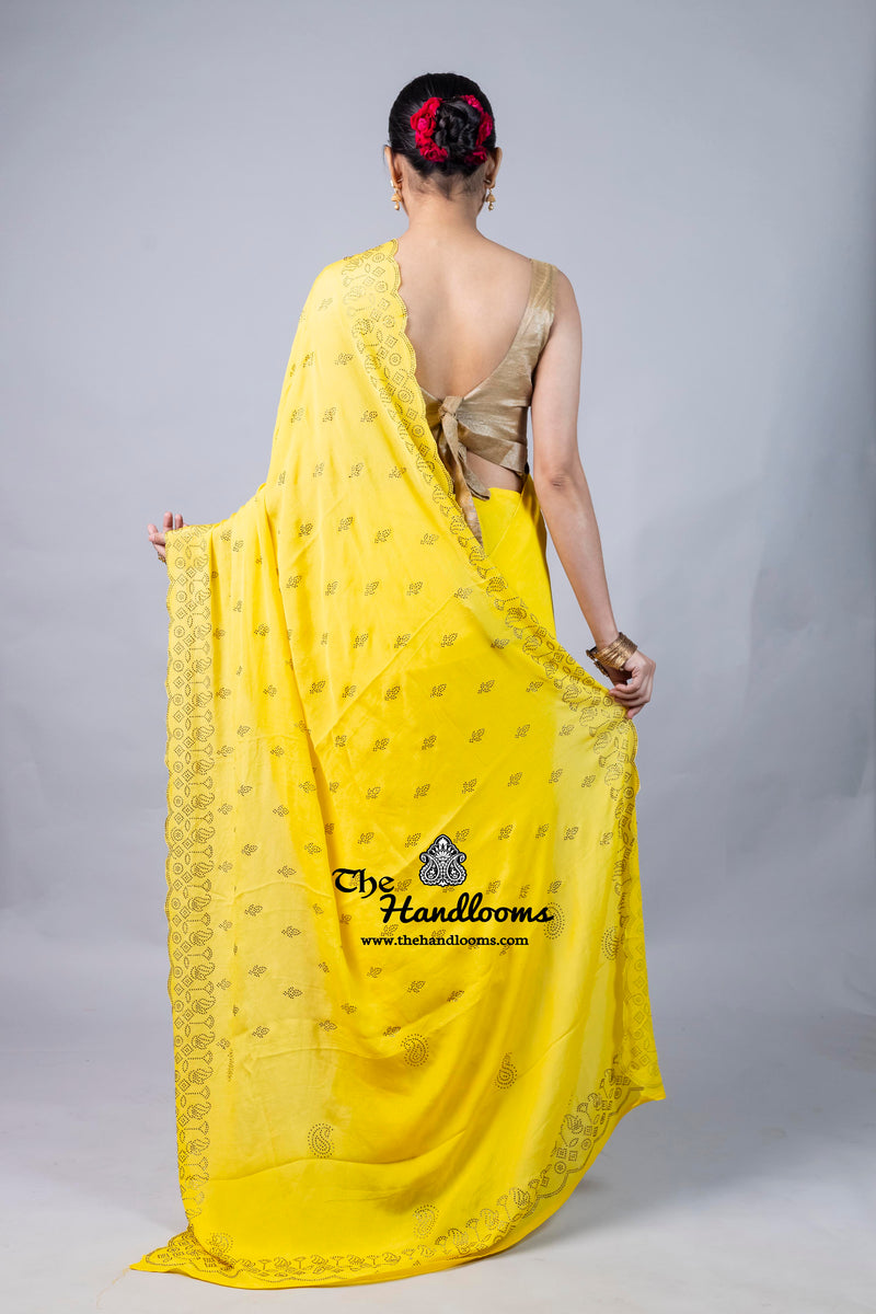 Pure Georgette Handloom Banarasi Saree with Siroski Stone Work
