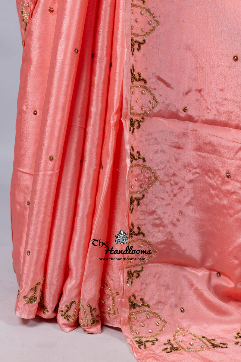 Pure Crepe Silk Handloom Banarasi Saree with Handwork