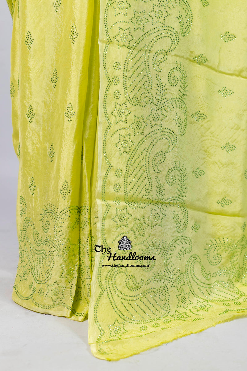Pure Georgette Handloom Banarasi Saree with Siroski Stone Work
