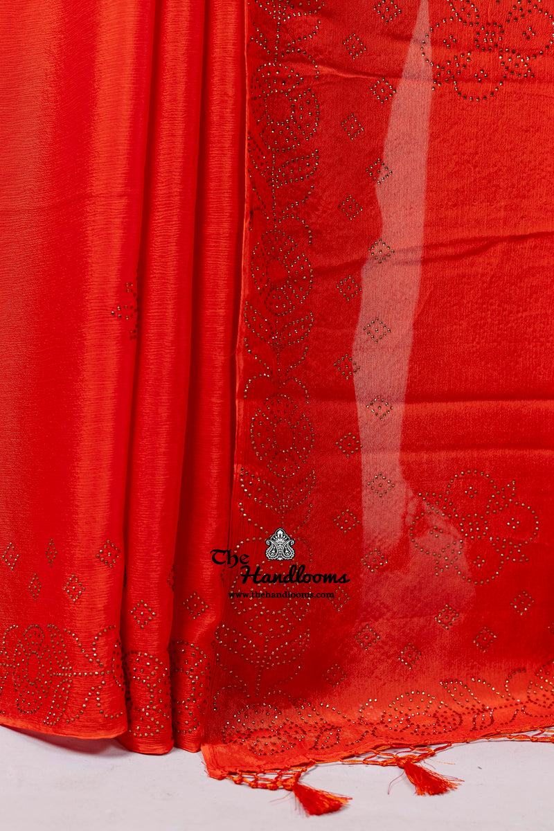 Pure Georgette Handloom Banarasi Saree with Siroski Stone Work