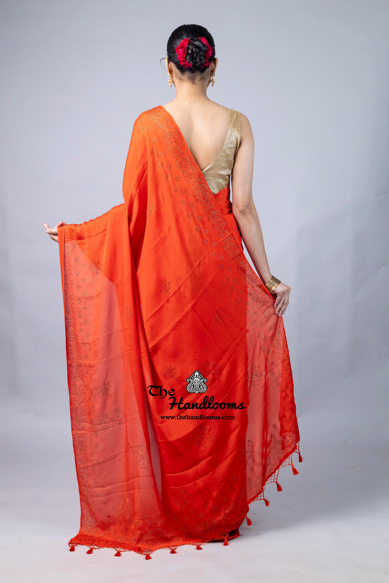 Pure Georgette Handloom Banarasi Saree with Siroski Stone Work