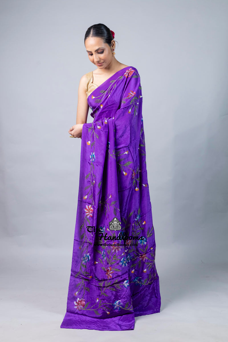 Pure Silk Handloom Banarasi Saree - Handwork Handbrush