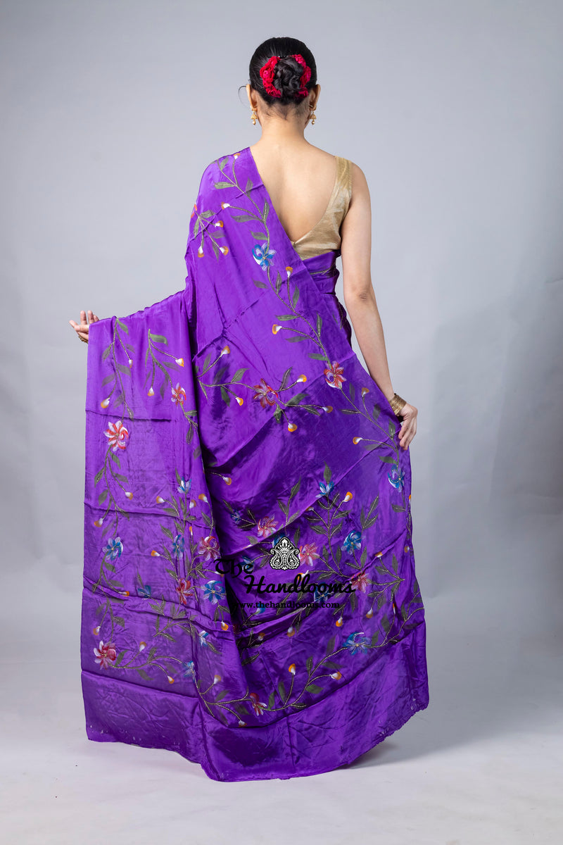 Pure Silk Handloom Banarasi Saree - Handwork Handbrush