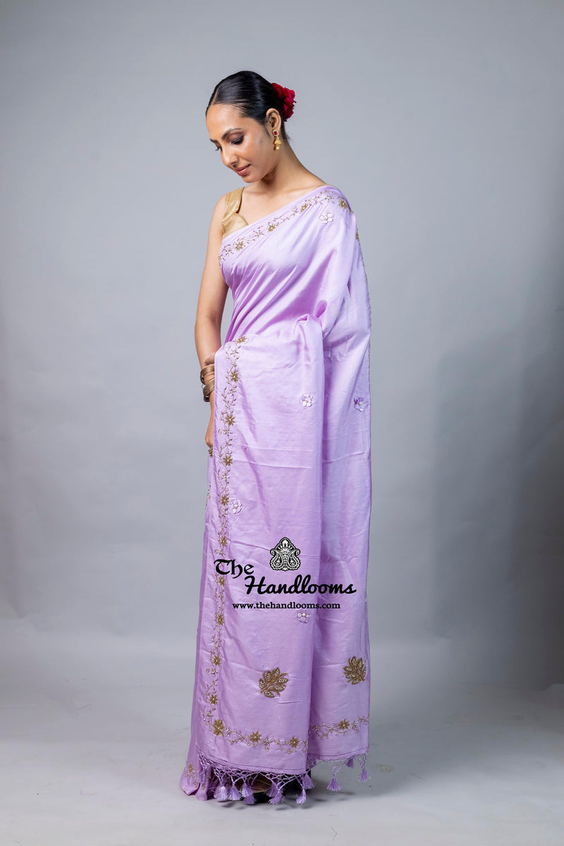 Pure Katan Chiniya Silk Handloom Banarasi Saree with Handwork