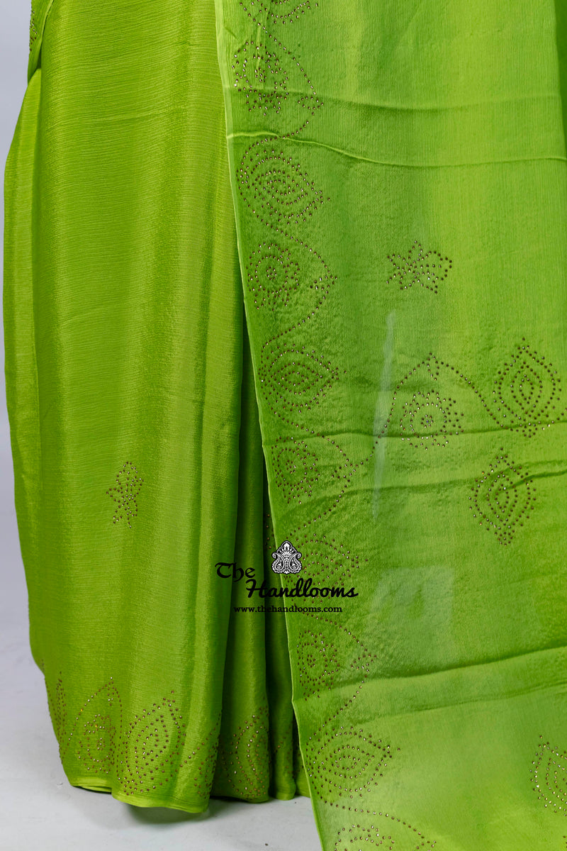 Pure Crepe Silk Handloom Banarasi Saree with Handwork