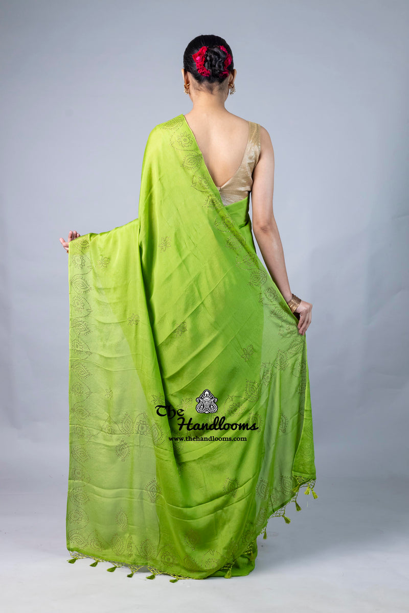 Pure Crepe Silk Handloom Banarasi Saree with Handwork