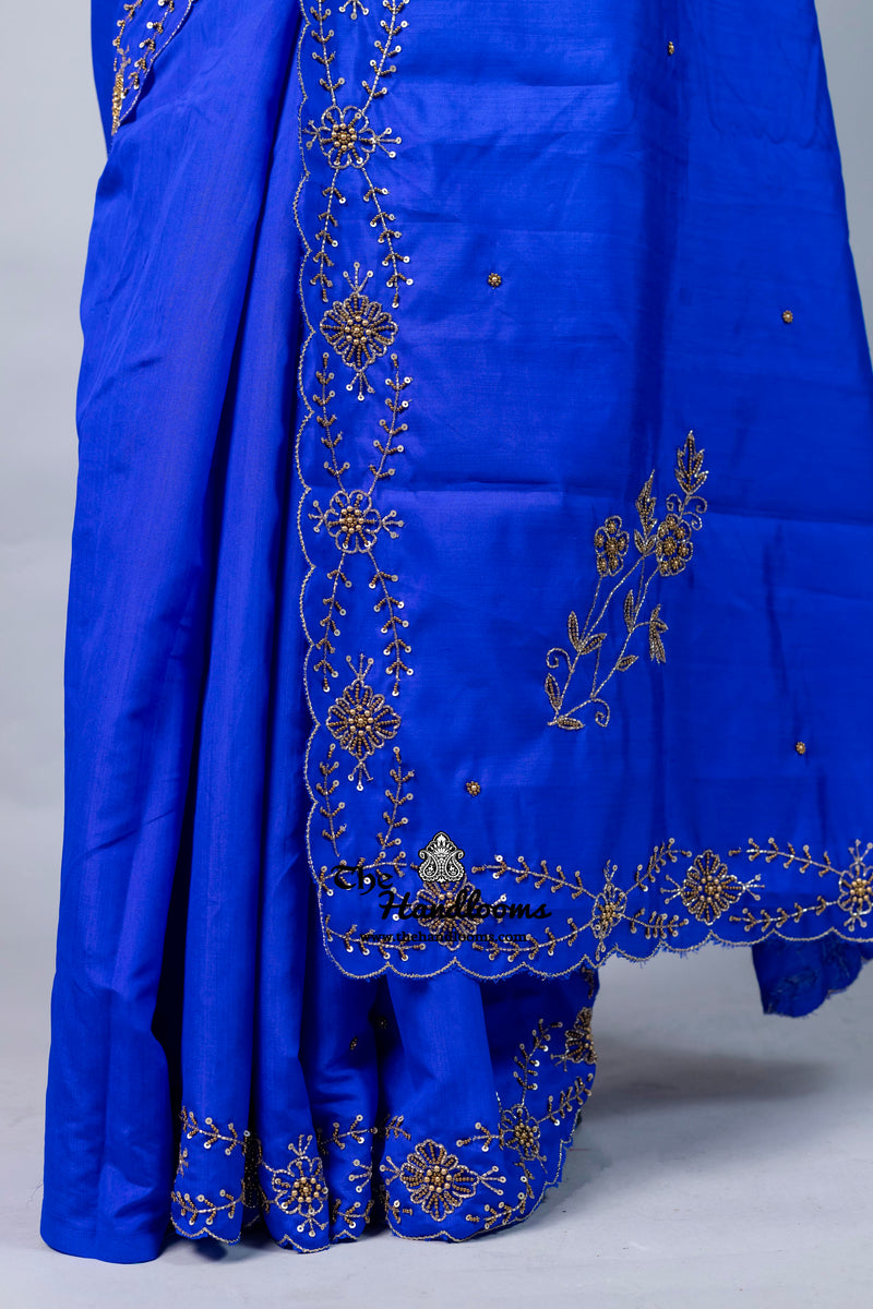 Pure Moonga Silk Handloom Banarasi Saree With Handwork