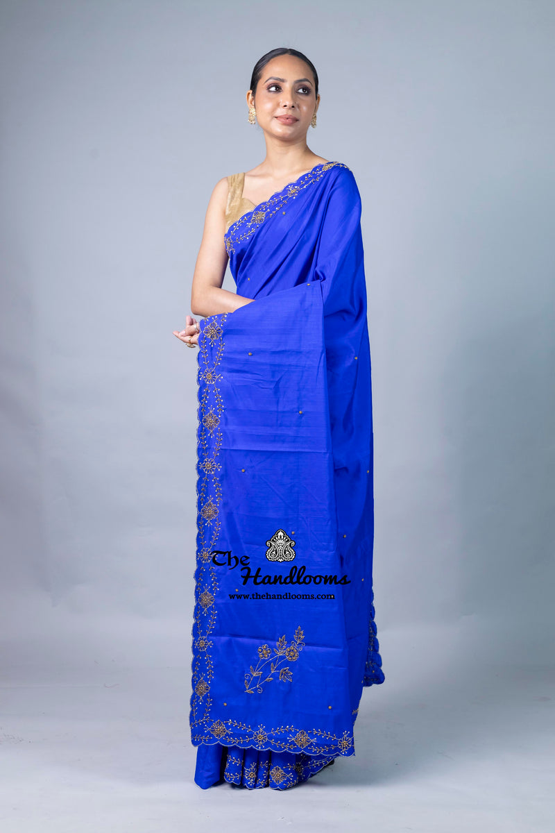 Pure Moonga Silk Handloom Banarasi Saree With Handwork