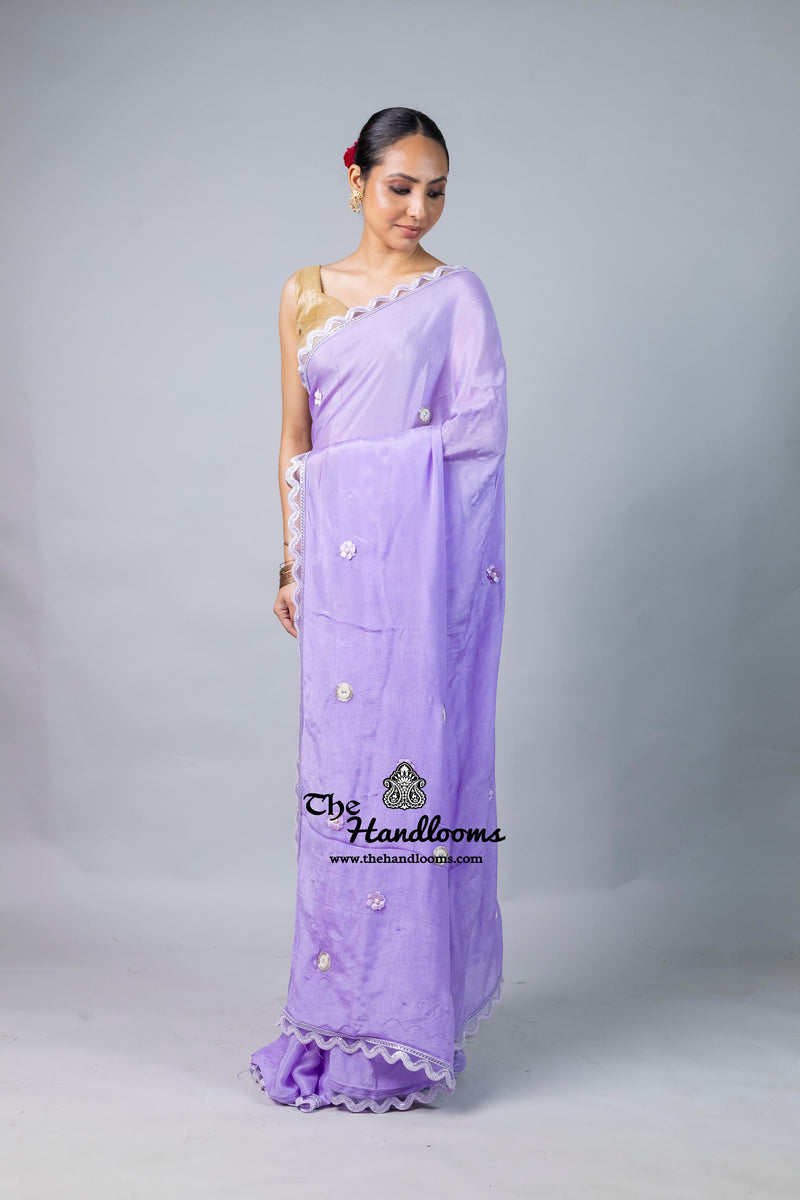 Pure Crepe Silk Handloom Banarasi Saree with Handwork