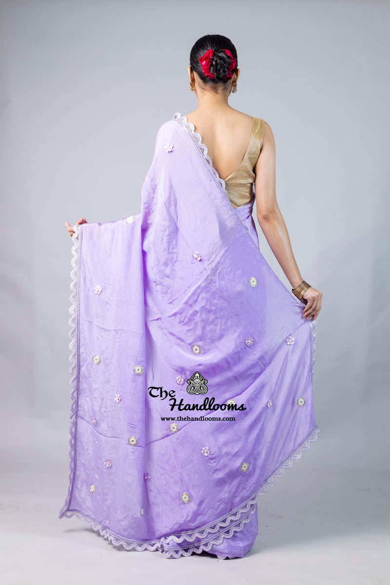 Pure Crepe Silk Handloom Banarasi Saree with Handwork