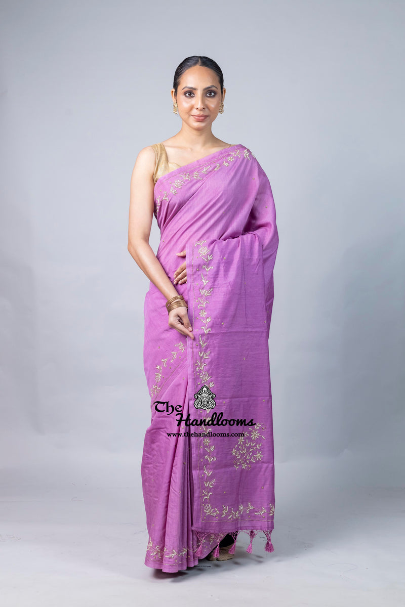 Pure Moonga Silk Handloom Banarasi Saree With Handwork