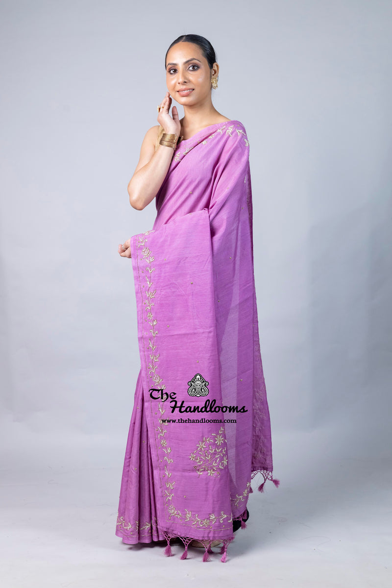Pure Moonga Silk Handloom Banarasi Saree With Handwork